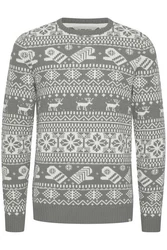 11 Project Norwegerpullover PRUwe Grau/Braun/Beige/Weiß