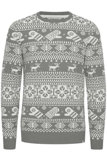11 Project Norwegerpullover PRUwe Grau/Braun/Beige/Weiß