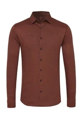 DESOTO Langarm Businesshemd im Uni-Look Braun/Rot/Dunkelrot/Orange
