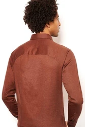 DESOTO Langarm Businesshemd im Uni-Look Braun/Rot/Dunkelrot/Orange