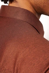 DESOTO Langarm Businesshemd im Uni-Look Braun/Rot/Dunkelrot/Orange