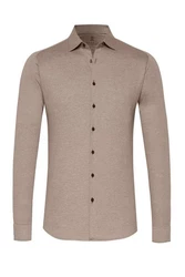 DESOTO Langarm Businesshemd im Uni-Look Braun/Grau/Beige/Khaki