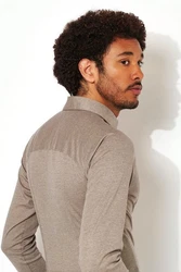 DESOTO Langarm Businesshemd im Uni-Look Braun/Grau/Beige/Khaki