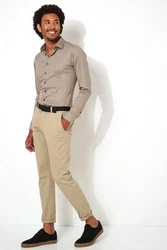 DESOTO Langarm Businesshemd im Uni-Look Braun/Grau/Beige/Khaki