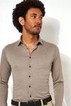 DESOTO Langarm Businesshemd im Uni-Look Braun/Grau/Beige/Khaki