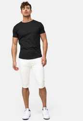 Indicode Herren Jeans Shorts Vasile Creme/Weiß