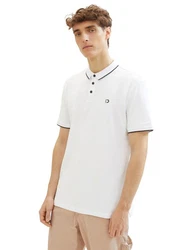 TOM TAILOR Poloshirt mit Logoprint Weiß/Beige/Khaki/Dunkelblau/Grau