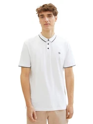 TOM TAILOR Poloshirt mit Logoprint Weiß/Beige/Khaki/Dunkelblau/Grau