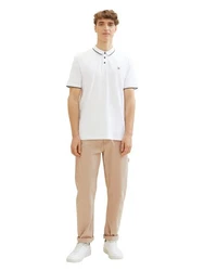 TOM TAILOR Poloshirt mit Logoprint Weiß/Beige/Khaki/Dunkelblau/Grau