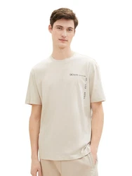 TOM TAILOR Denim T-Shirt mit Print Beige/Khaki/Braun