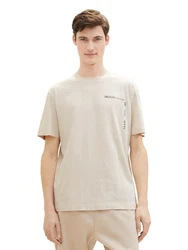 TOM TAILOR Denim T-Shirt mit Print Beige/Khaki/Braun