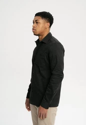 MELA Langarmhemd Herren Twill Hemd ASHUTOSH Schwarz/Hellblau