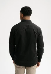 MELA Langarmhemd Herren Twill Hemd ASHUTOSH Schwarz/Hellblau