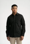 MELA Langarmhemd Herren Twill Hemd ASHUTOSH Schwarz/Hellblau