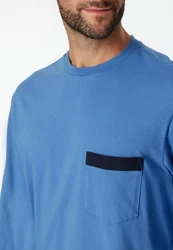 Schiesser Pyjama Comfort Nightwear Grau/Blau/Dunkelblau/Hellblau