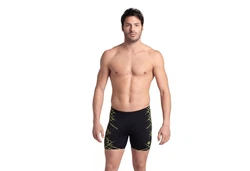 Arena Badehose Straight Lines Mid Jammer Gelb