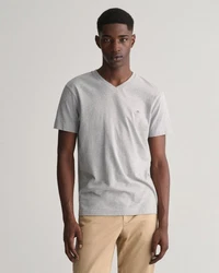 GANT T-Shirt V-Neck Slim Fit SLIM SHIELD V-NECK T-SHIRT Grau