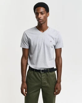 GANT T-Shirt V-Neck Slim Fit SLIM SHIELD V-NECK T-SHIRT Grau