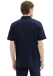 TOM TAILOR Kurzarmhemd mit Brusttasche Dunkelblau/Hellblau/Blau