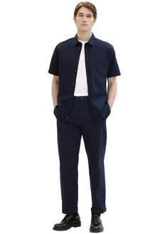 TOM TAILOR Kurzarmhemd mit Brusttasche Dunkelblau/Hellblau/Blau