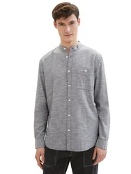 TOM TAILOR Shirt Hemd Hellgrau/Grau/Schwarz