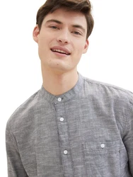 TOM TAILOR Shirt Hemd Hellgrau/Grau/Schwarz