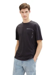 TOM TAILOR Denim T-Shirt mit Print Hellgrau/Grau/Hellblau/Beige