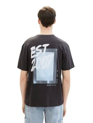 TOM TAILOR Denim T-Shirt mit Print Hellgrau/Grau/Hellblau/Beige