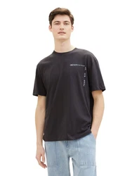 TOM TAILOR Denim T-Shirt mit Print Hellgrau/Grau/Hellblau/Beige