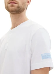 TOM TAILOR Henleyshirt mit Knopfleiste Weiß/Creme/Schwarz