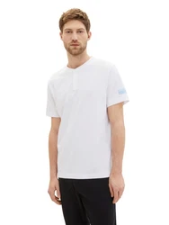 TOM TAILOR Henleyshirt mit Knopfleiste Weiß/Creme/Schwarz