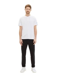 TOM TAILOR Henleyshirt mit Knopfleiste Weiß/Creme/Schwarz