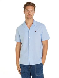 Tommy Jeans Hemd TJM LINEN BLEND CAMP SHIRT EXT Hellblau/Blau