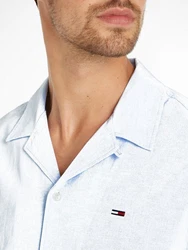 Tommy Jeans Hemd TJM LINEN BLEND CAMP SHIRT EXT Hellblau/Blau