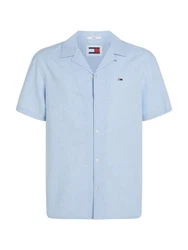 Tommy Jeans Hemd TJM LINEN BLEND CAMP SHIRT EXT Hellblau/Blau