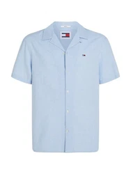 Tommy Jeans Hemd TJM LINEN BLEND CAMP SHIRT EXT Hellblau/Blau