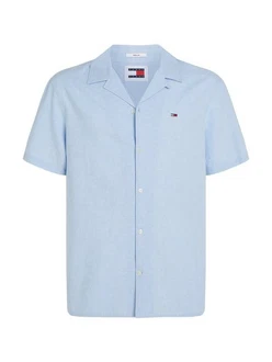 Tommy Jeans Hemd TJM LINEN BLEND CAMP SHIRT EXT Hellblau/Blau