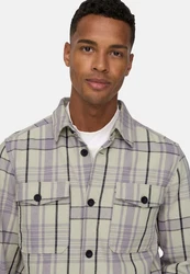 ONLY & SONS Langarmhemd Milo Lila/Grau/Dunkelblau/Beige/Hellgrau
