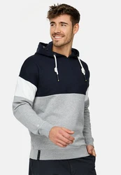 Indicode Kapuzenpullover INZiggy Dunkelblau/Grau