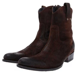 7370 Herren Lederstiefelette Braun Westernstiefelette Rahmengenht