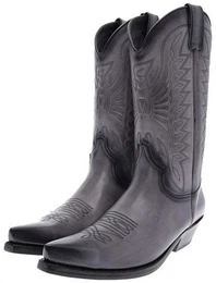 VINTAGE 1920 Grau Cowboystiefel Rahmengenht