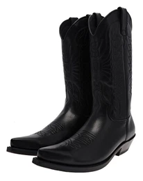 1920 Schwarz Cowboystiefel Rahmengenhter Westernstiefel