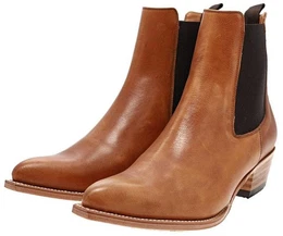 KANSAS Braun Westernstiefelette Rahmengenht Lederstiefelette