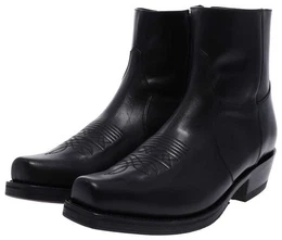 7826 Herren Lederstiefelette Schwarz Westernstiefelette Rahmengenht