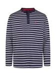 Wind sportswear Longsweatshirt Herren Longsleeve mit Knopfleiste Dunkelblau/Rot/Blau