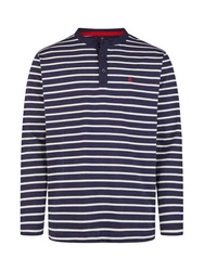 Wind sportswear Longsweatshirt Herren Longsleeve mit Knopfleiste Dunkelblau/Rot/Blau