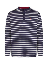 Longsweatshirt Herren Longsleeve gestreift mit Knopfleiste (1-tlg)