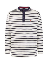 Wind sportswear Longsweatshirt Herren Longsleeve mit Knopfleiste Rot/Dunkelblau/Creme