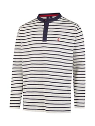 Wind sportswear Longsweatshirt Herren Longsleeve mit Knopfleiste Rot/Dunkelblau/Creme