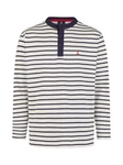 Wind sportswear Longsweatshirt Herren Longsleeve mit Knopfleiste Rot/Dunkelblau/Creme